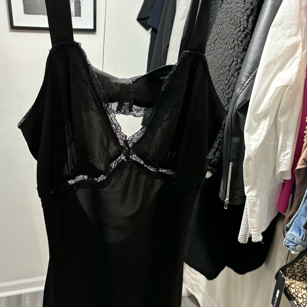Black satin midi dress
